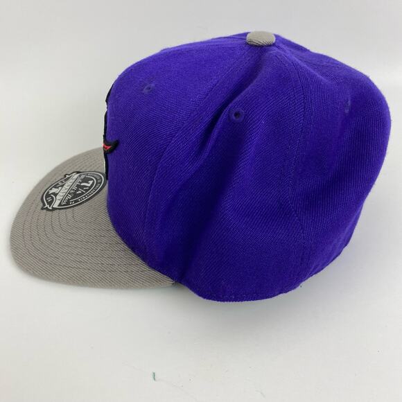 Mitchell Ness Toronto Raptors Hat 7 1/4 Purple 2 Tone Team Logo Fitted Cap NBA - Picture 3 of 9